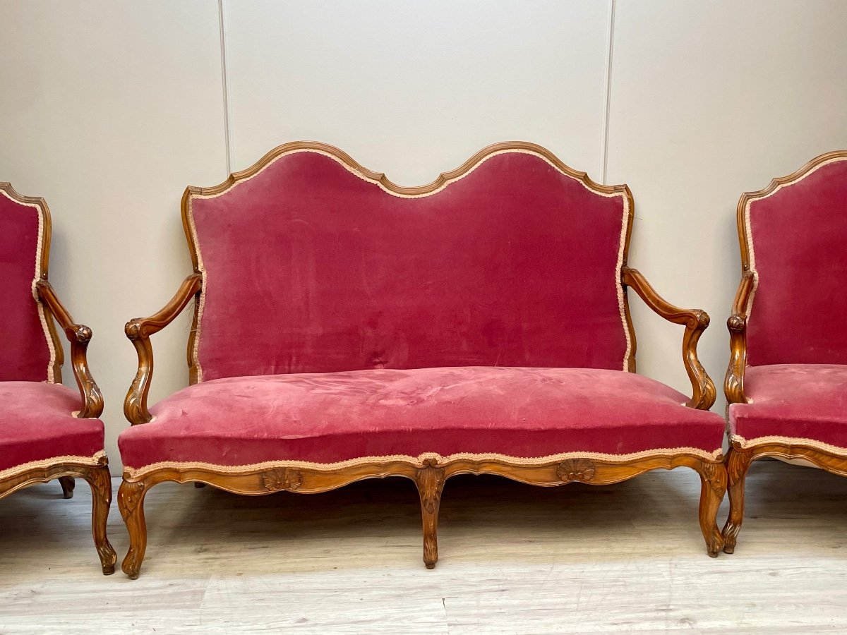 Louis XV Style Walnut Living Room Furniture -photo-4