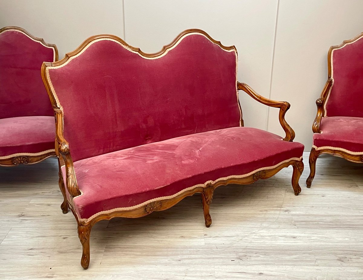 Louis XV Style Walnut Living Room Furniture 