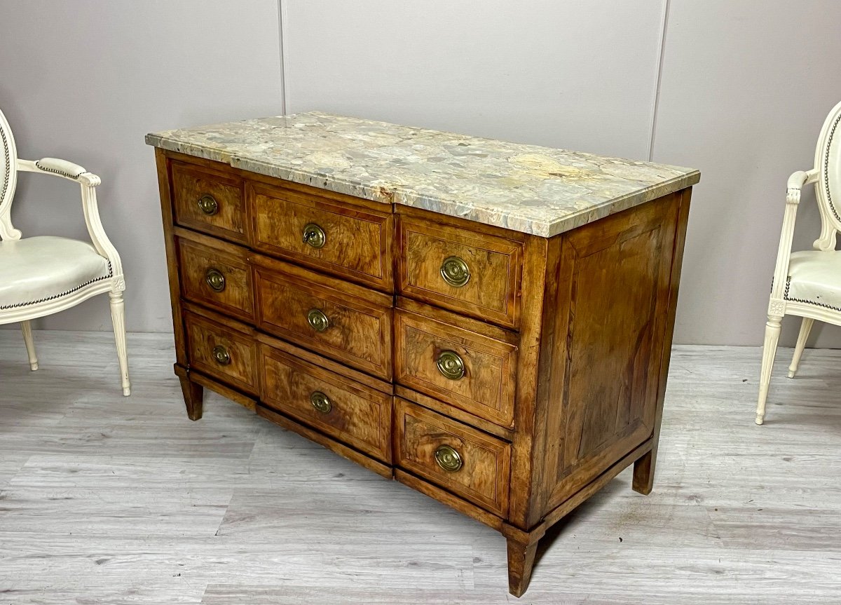 commode à ressaut en marqueterie d’époque Louis XVI -photo-4