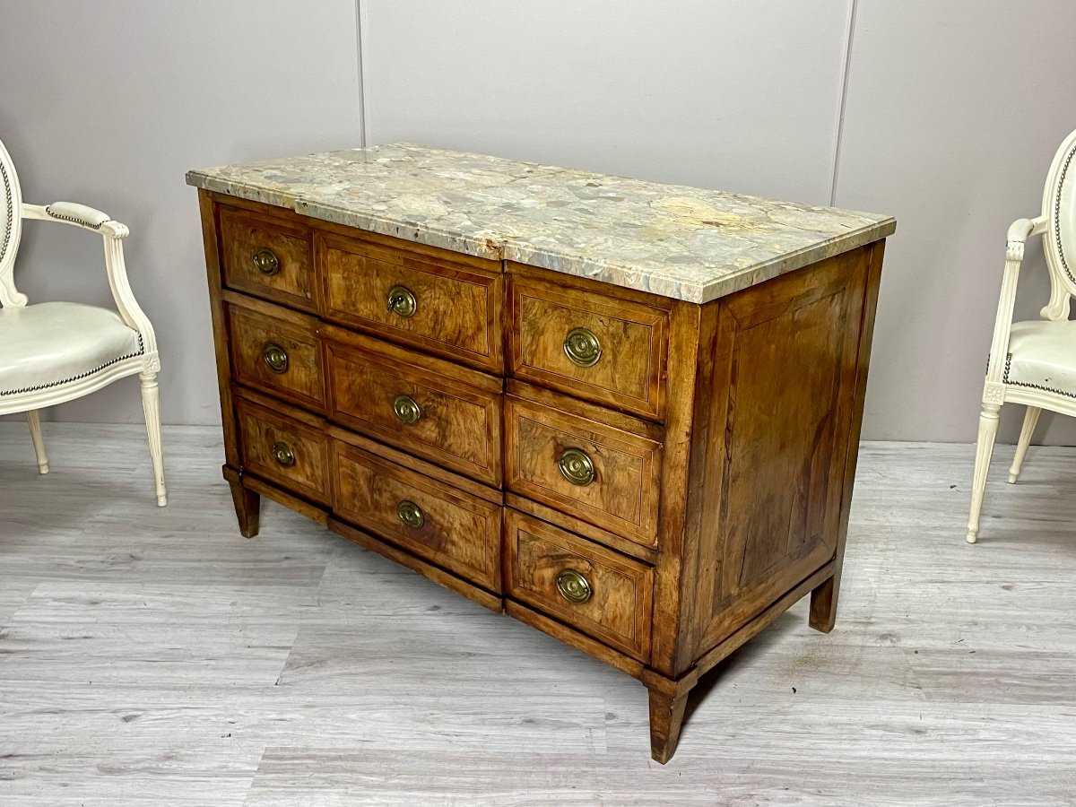 commode à ressaut en marqueterie d’époque Louis XVI -photo-4