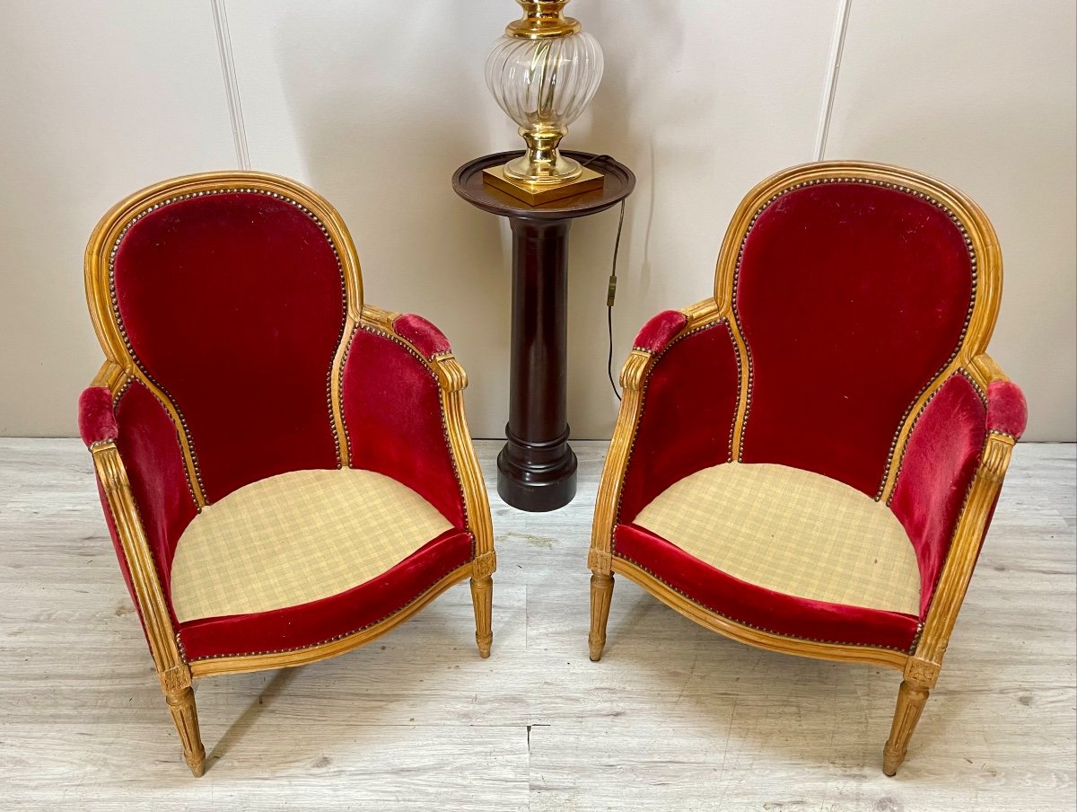 Pair Of Louis XVI Shepherdesses In Beech From The 19th Century -photo-1