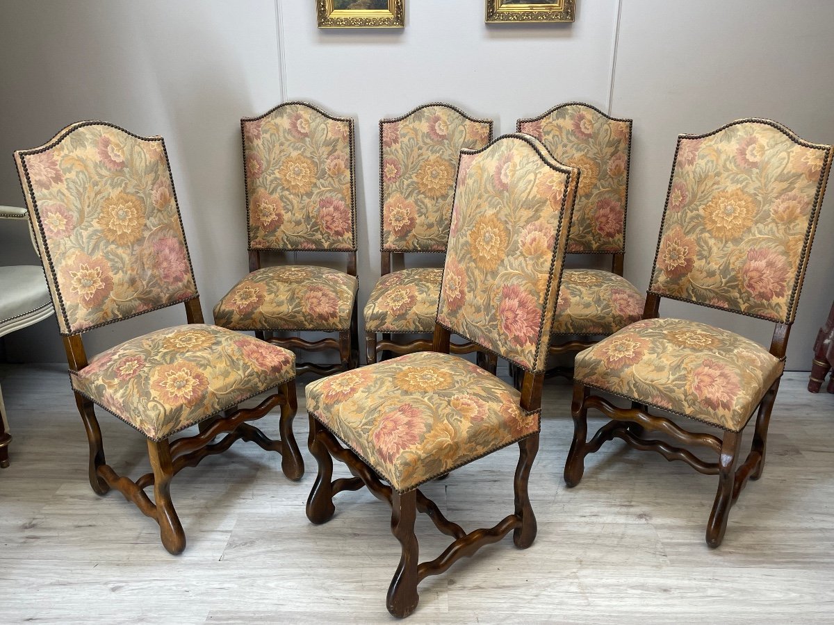 série de six chaises louis XIII  os de mouton -photo-3