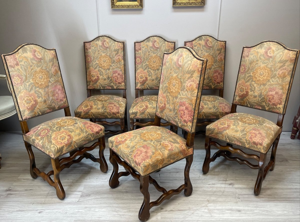 série de six chaises louis XIII  os de mouton -photo-1