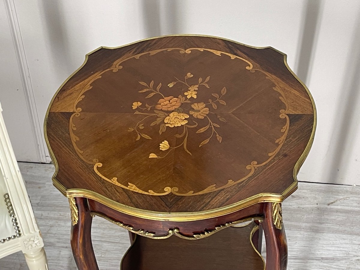 Circular Marquetry Pedestal Table From The Napoleon III Period -photo-2