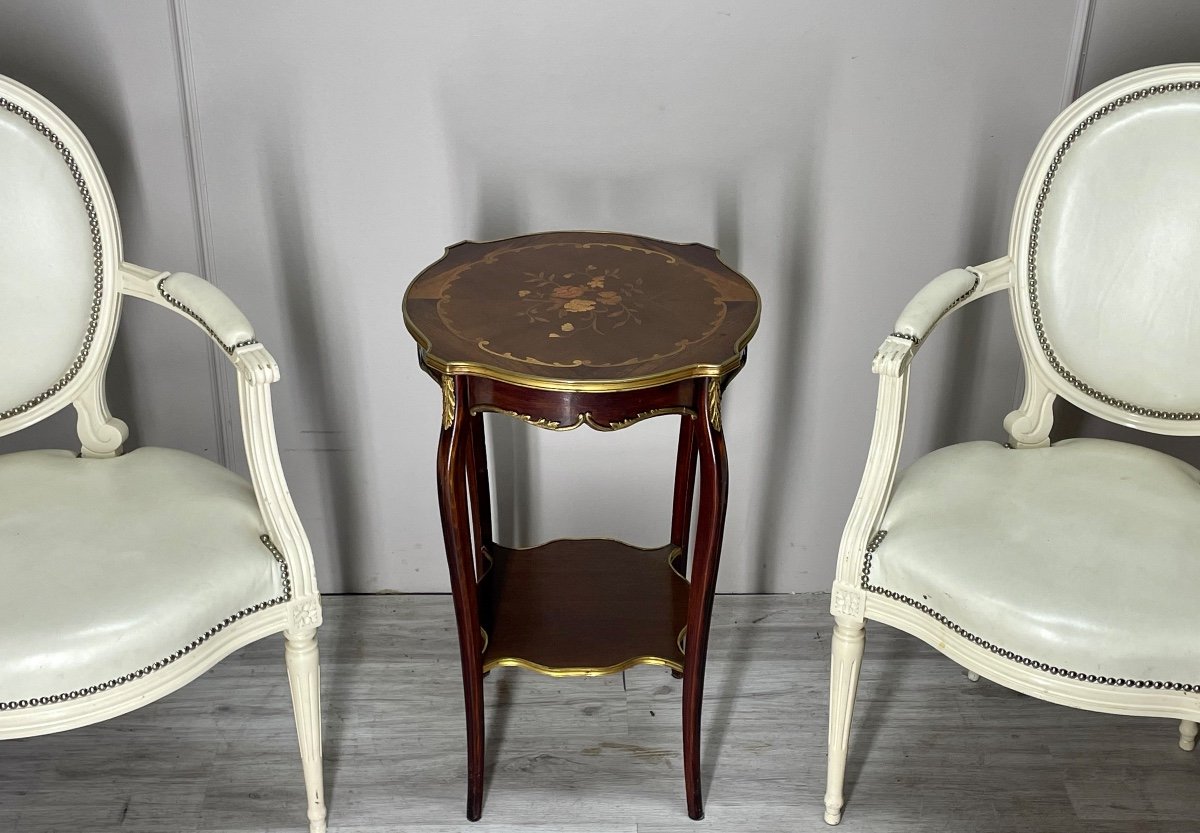 Circular Marquetry Pedestal Table From The Napoleon III Period -photo-1