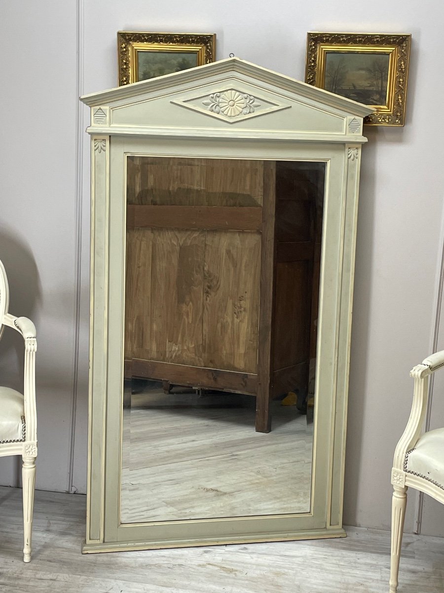 Lacquered Wooden Mirror With Pediment From The Restoration Period -photo-4