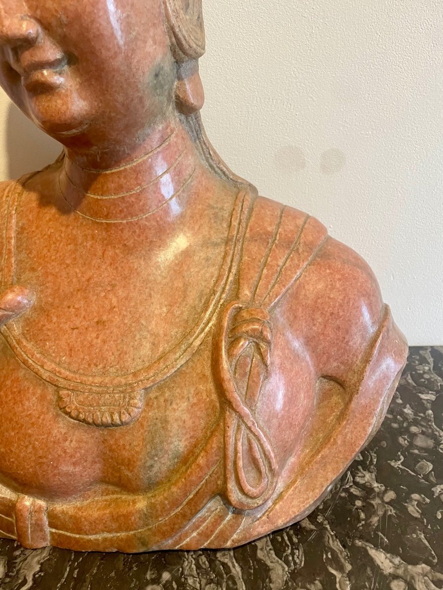 Carved Pink Marble Bust (china)-photo-4
