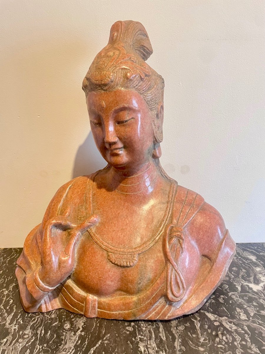 Carved Pink Marble Bust (china)
