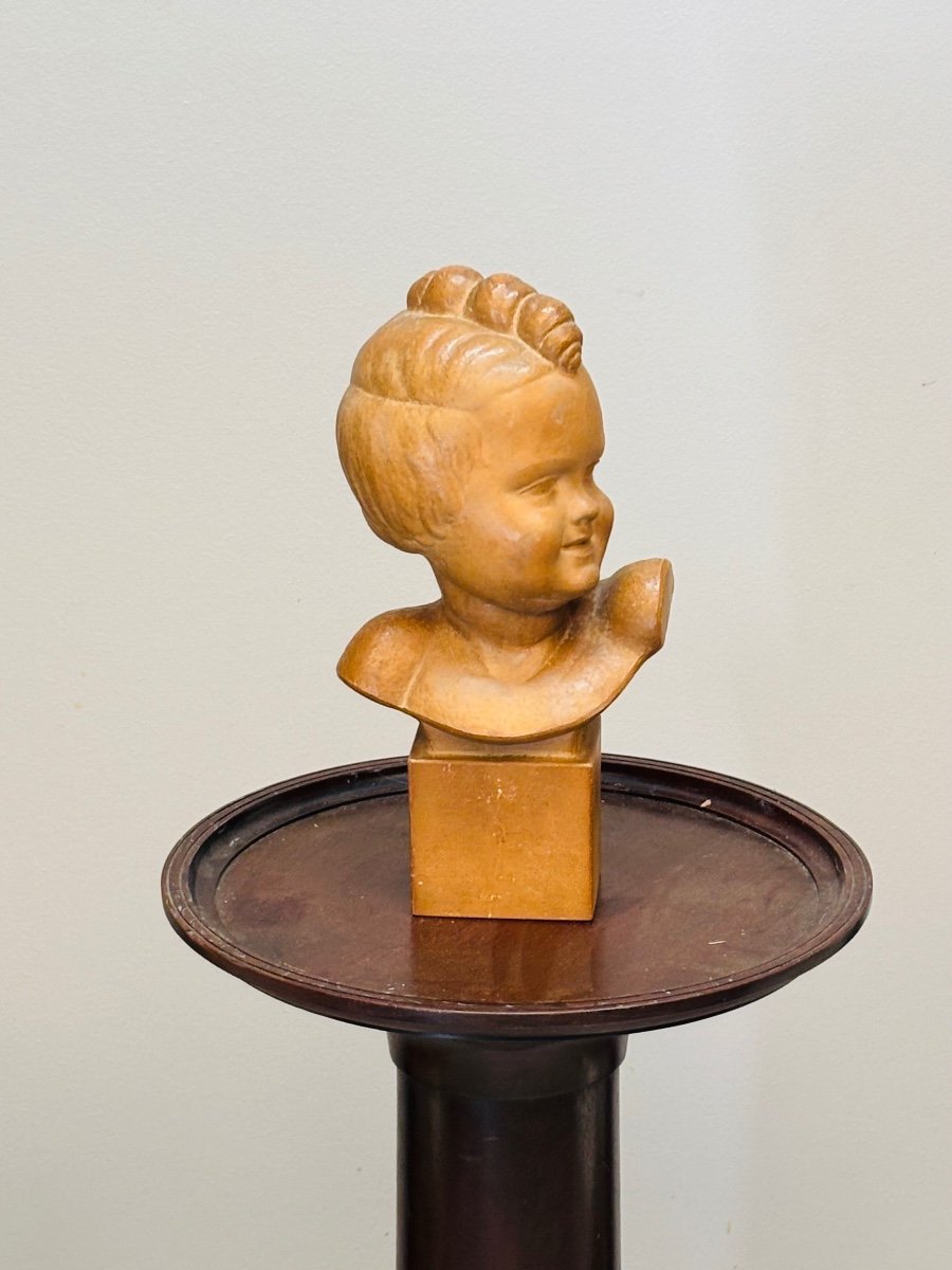 Ch. Lemanceau Terracotta Bust Of Laughing Child -photo-2