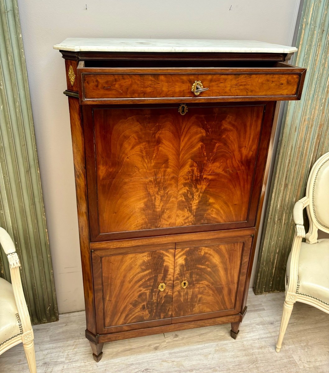 Mahogany Secretary From The Louis XVI Period-photo-6