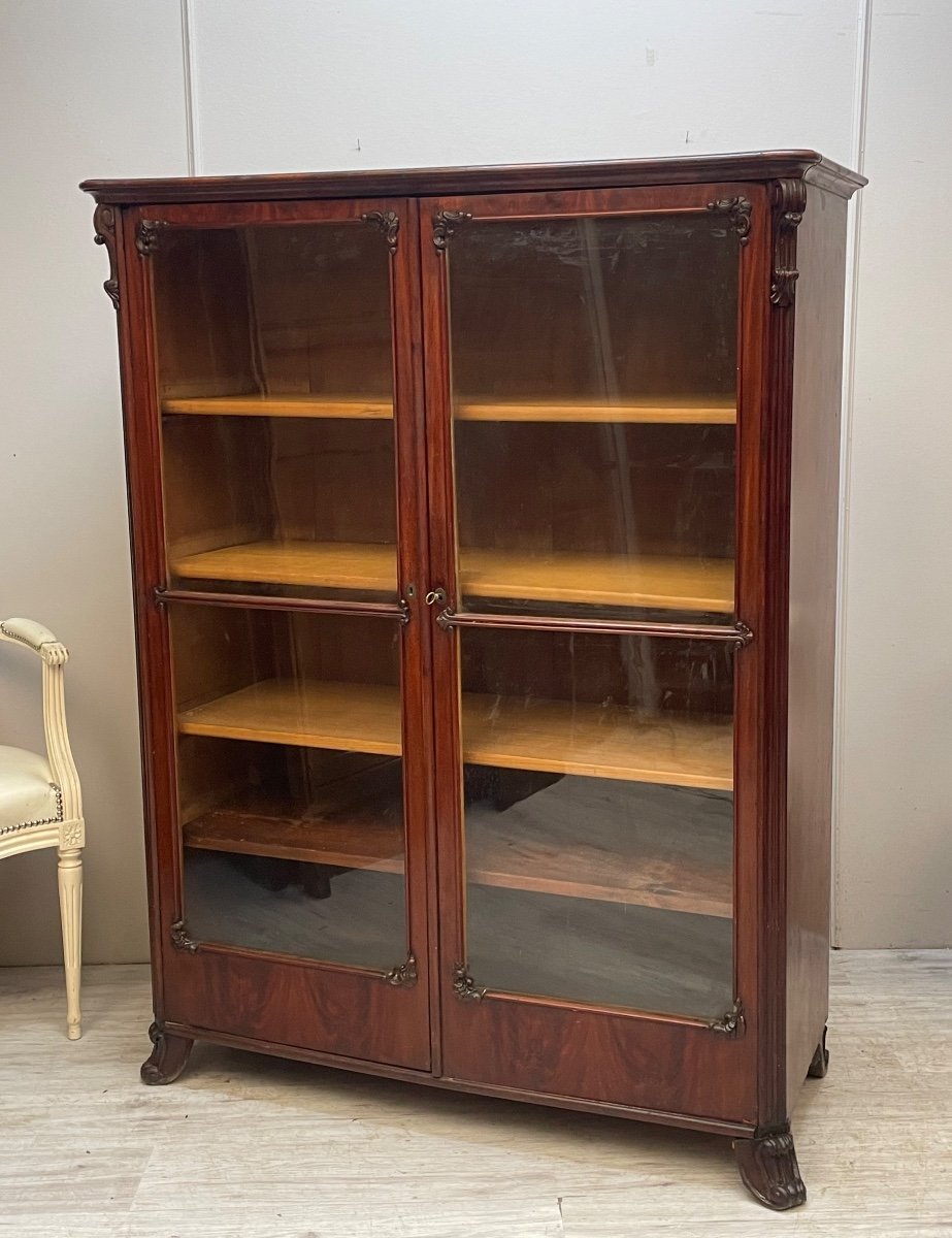 19th Century Flamed Mahogany Display Case 