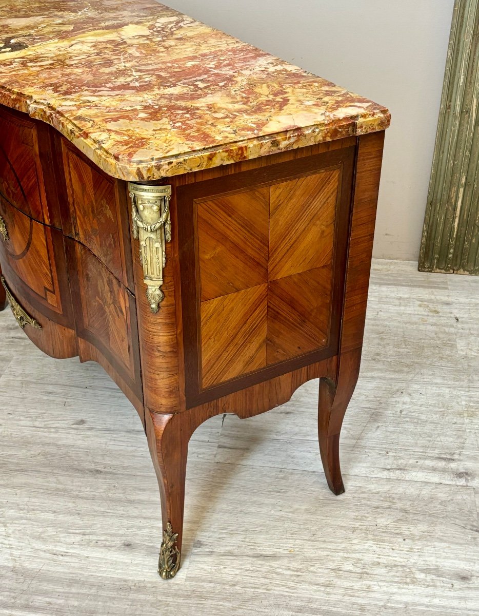 Transition Period Marquetry Chest Of Drawers -photo-3