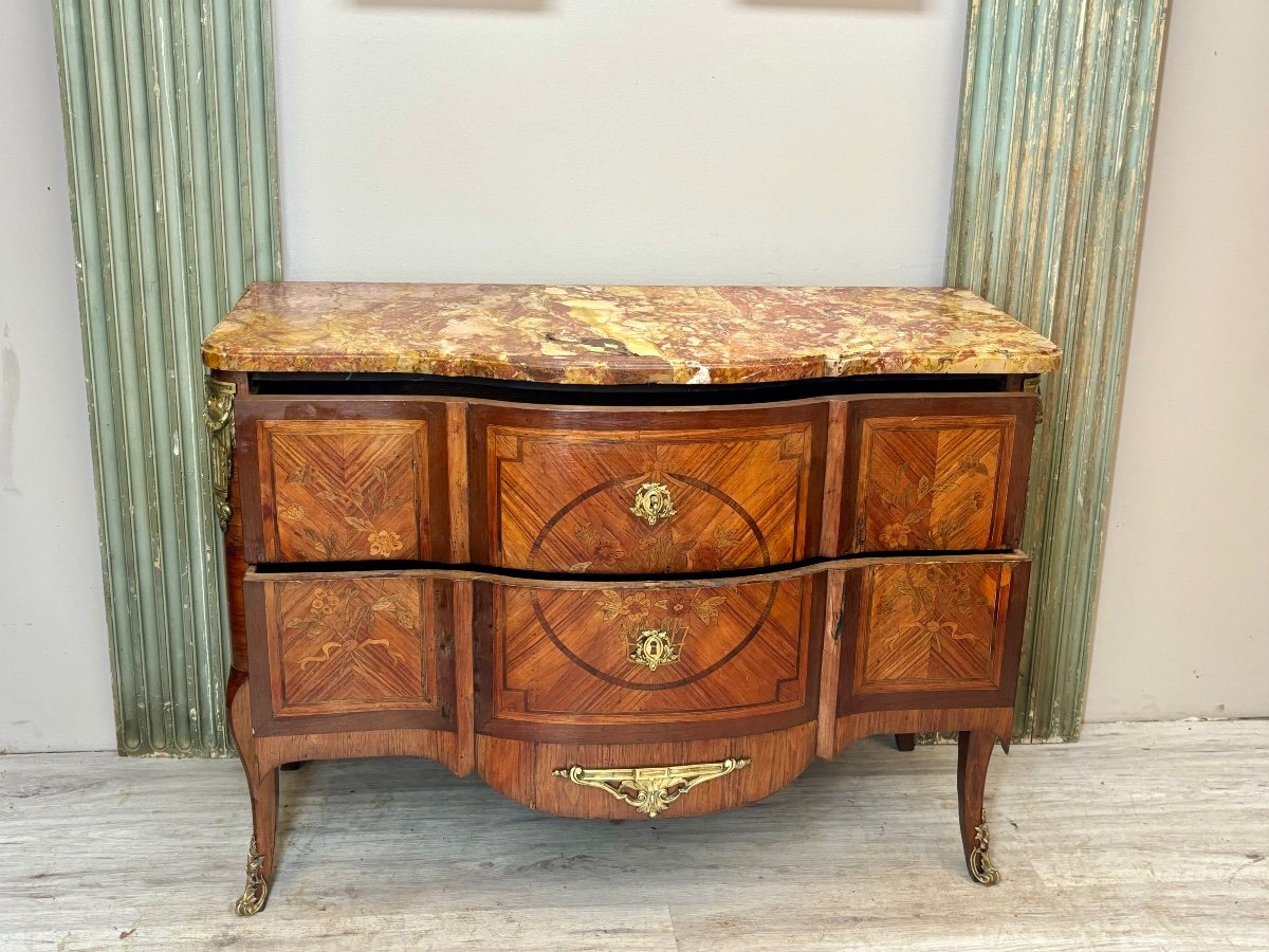 Transition Period Marquetry Chest Of Drawers -photo-1