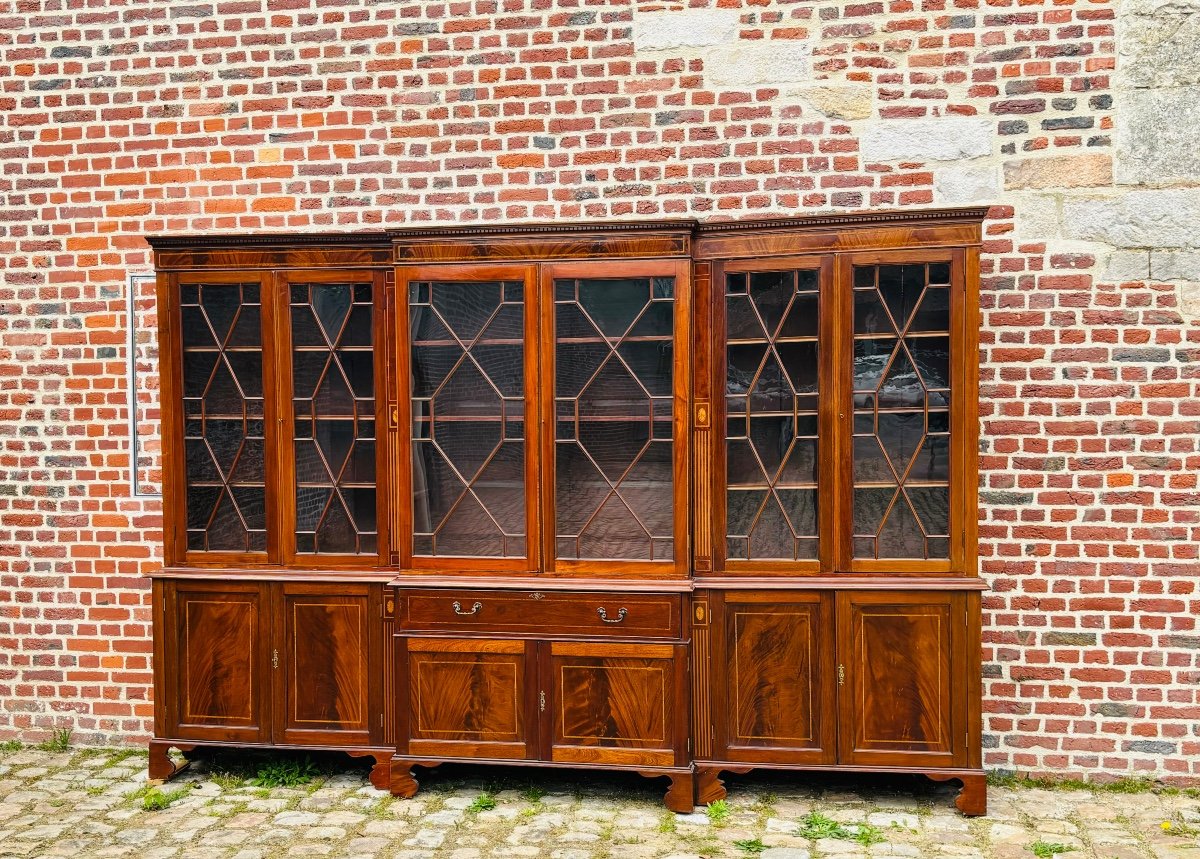 Large Mahogany Bookcase Forming A 19th Century Secretary -photo-2