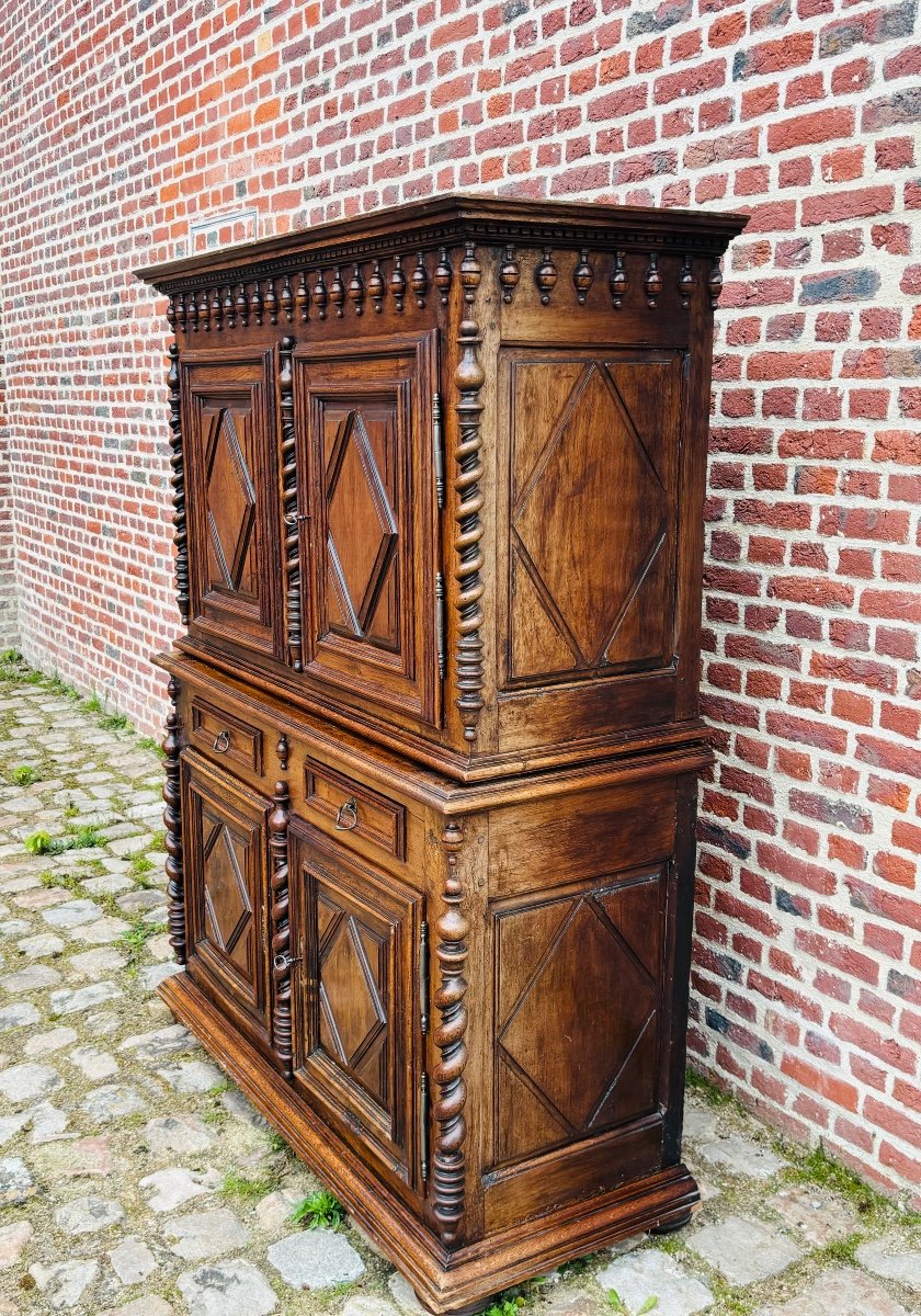 Louis XIII Cabinet Buffet In Walnut From The 17th Century-photo-3