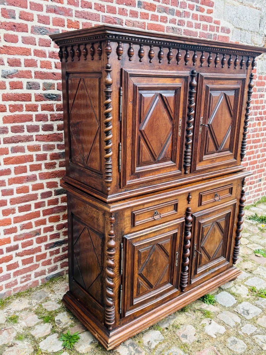 Louis XIII Cabinet Buffet In Walnut From The 17th Century-photo-4