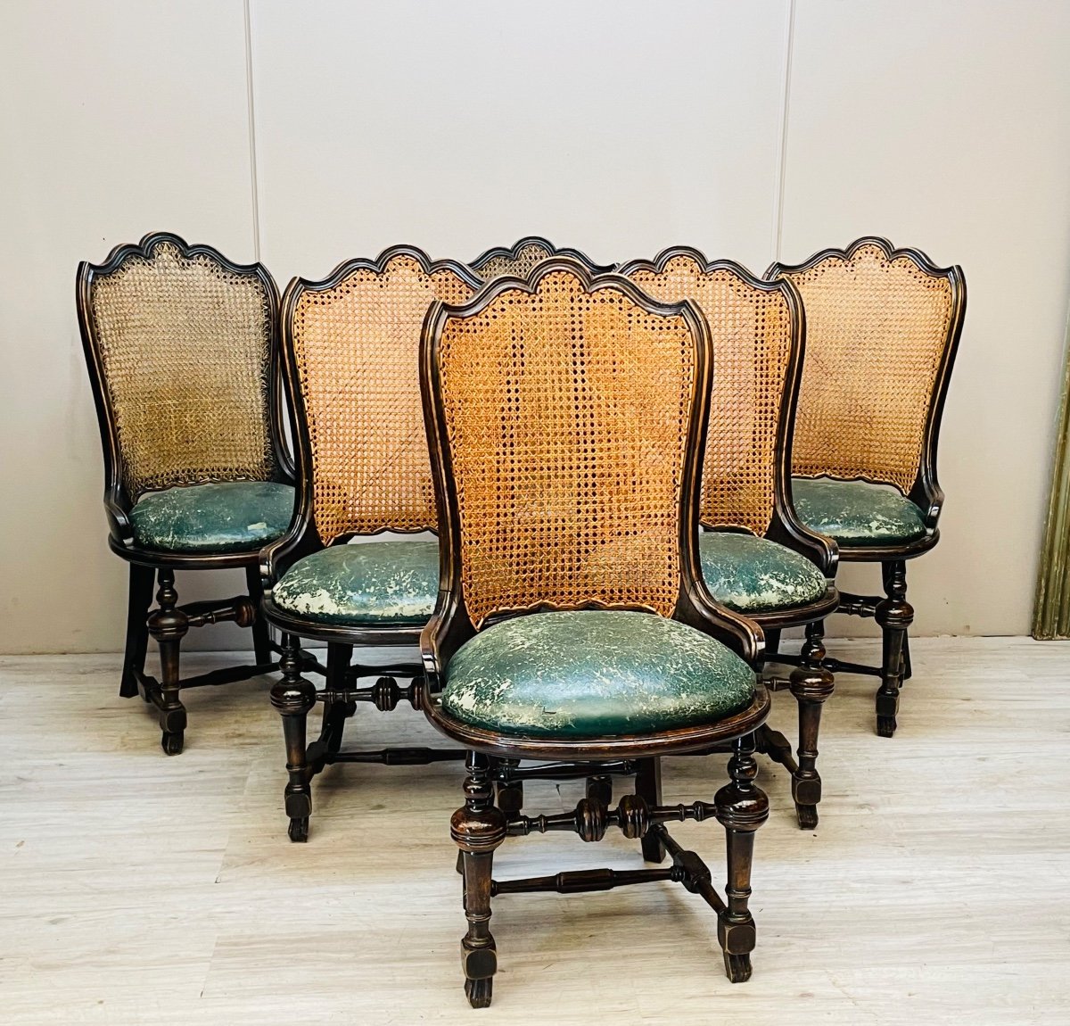 Set Of Six English Chairs With Scrolled Backs-photo-2
