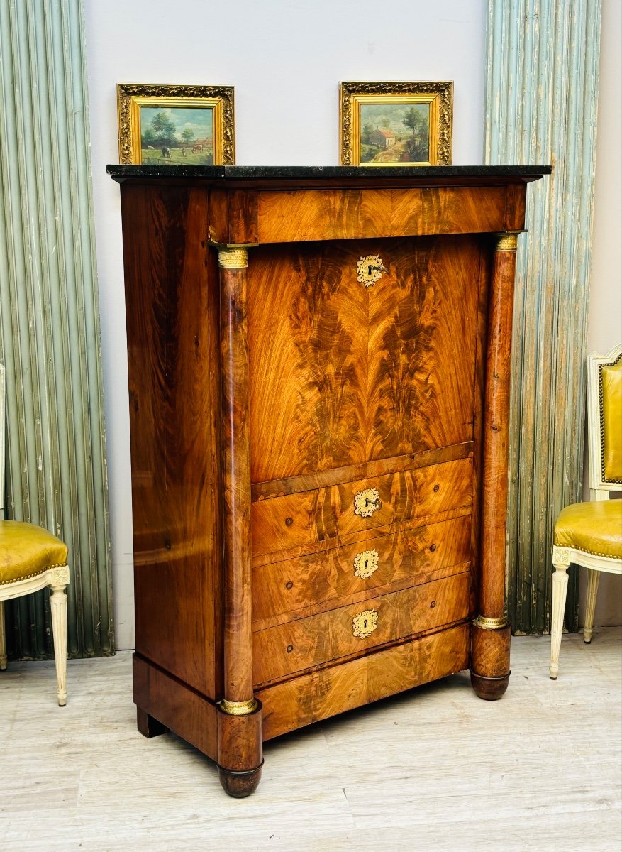 Empire Period Flamed Mahogany Secretary -photo-2