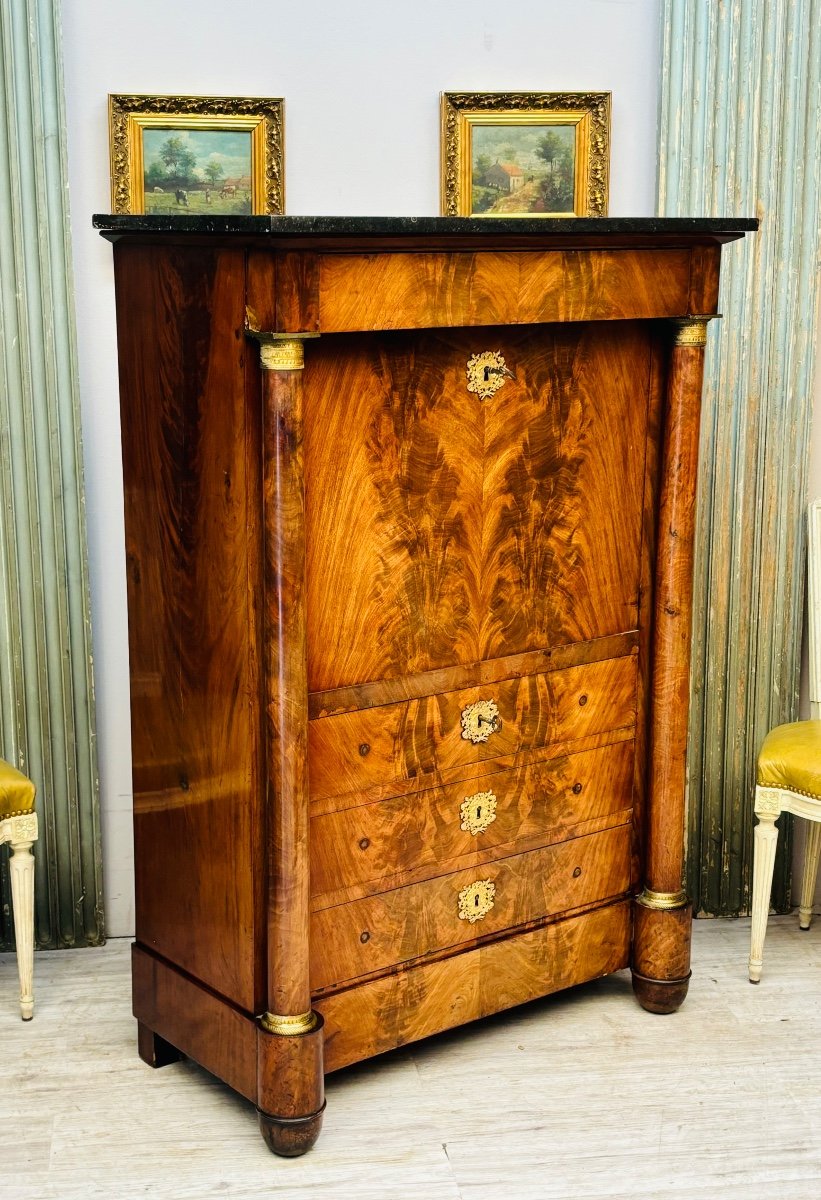 Empire Period Flamed Mahogany Secretary -photo-3