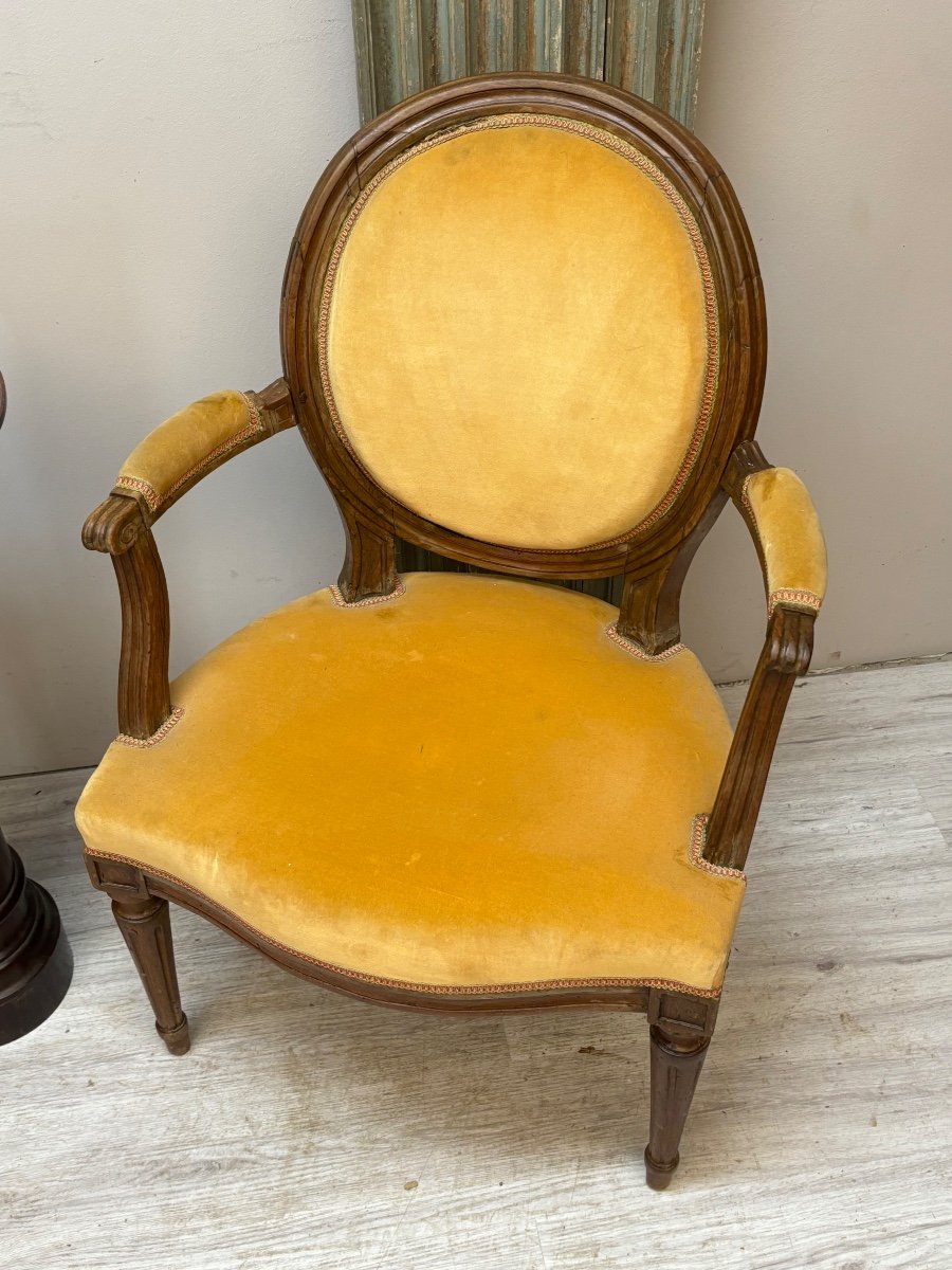 Pair Of Walnut Armchairs From The Louis XVI Period-photo-2