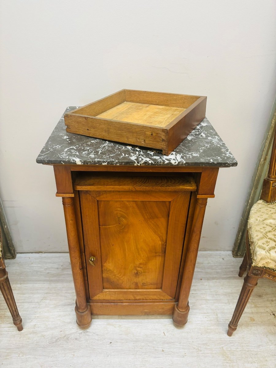 19th Century Empire Bedside Table In Walnut -photo-4