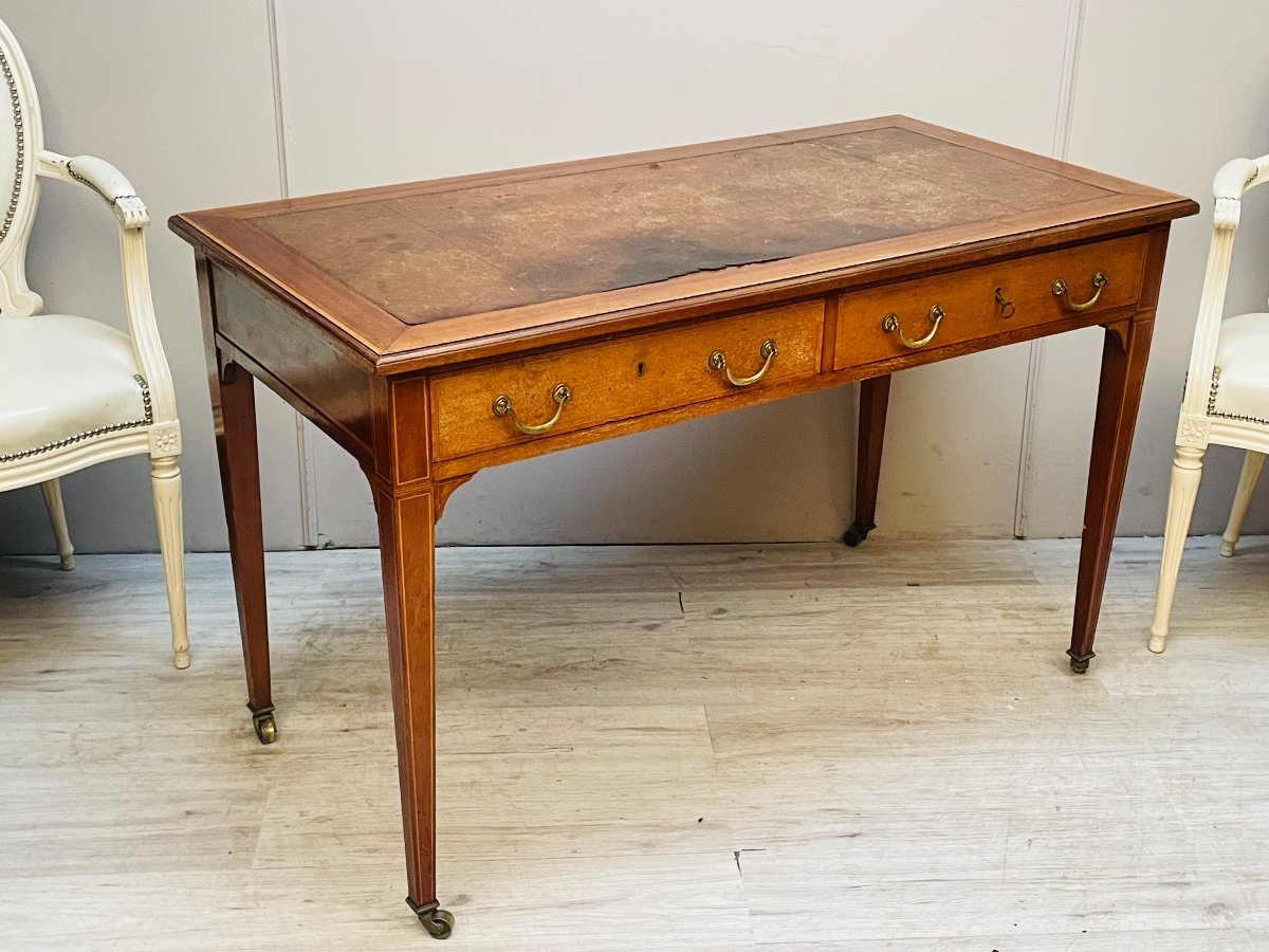 Flat Mahogany Desk From The 19th Century -photo-2