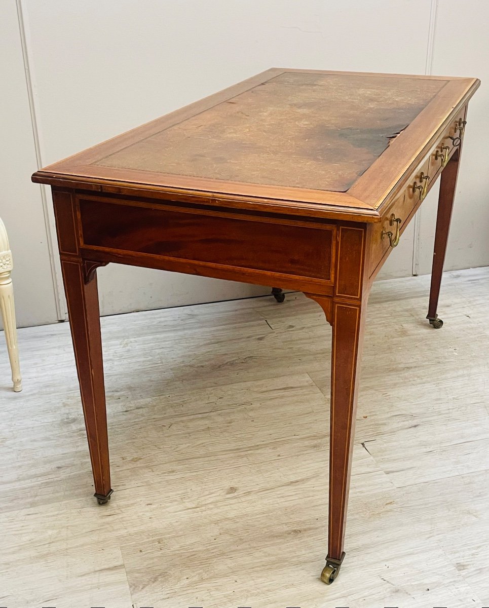 Flat Mahogany Desk From The 19th Century -photo-3