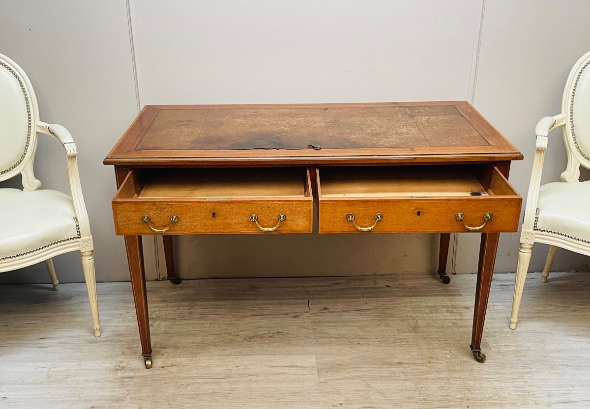 Flat Mahogany Desk From The 19th Century -photo-4