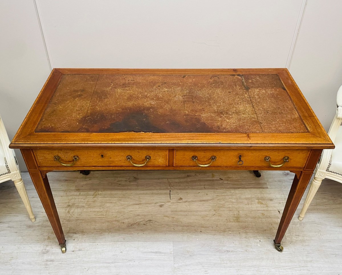 Flat Mahogany Desk From The 19th Century -photo-3