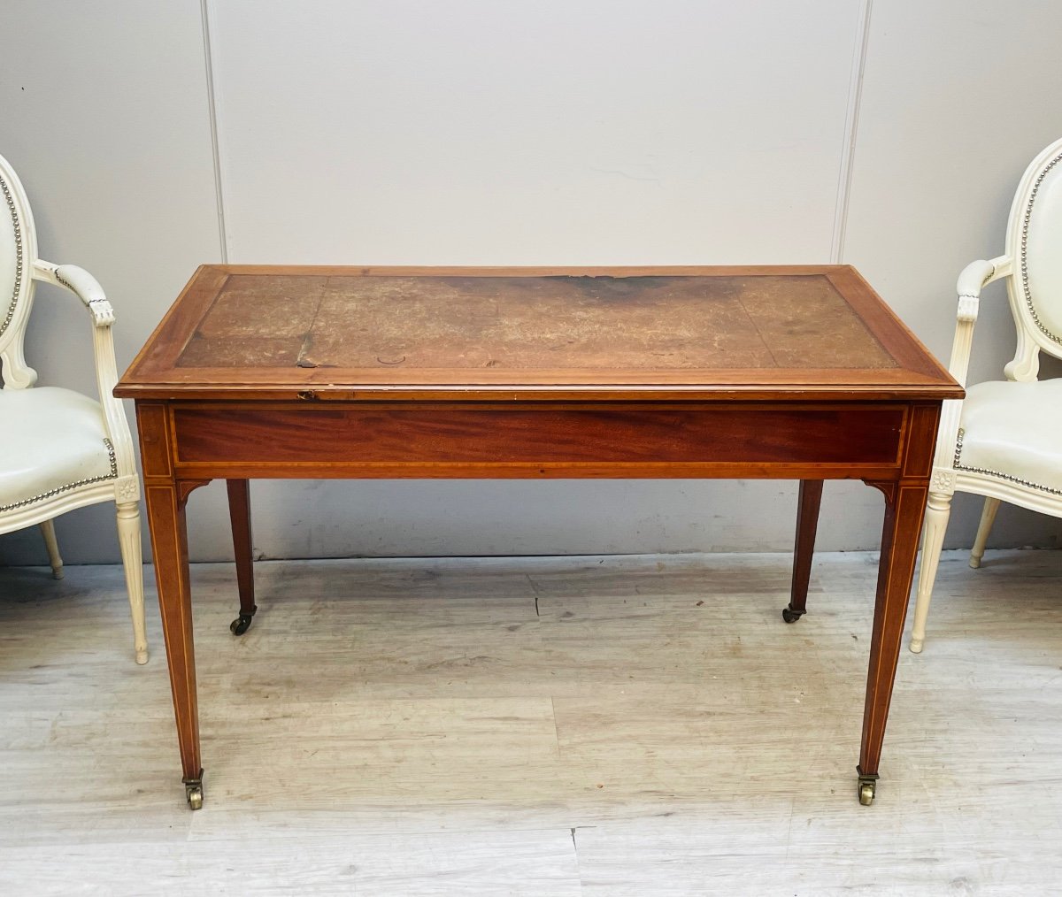 Flat Mahogany Desk From The 19th Century -photo-4