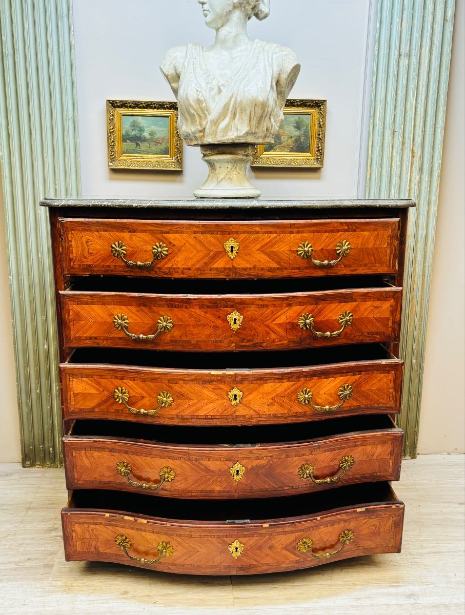 Commode En Marqueterie Estampillée D’époque Louis XV -photo-3
