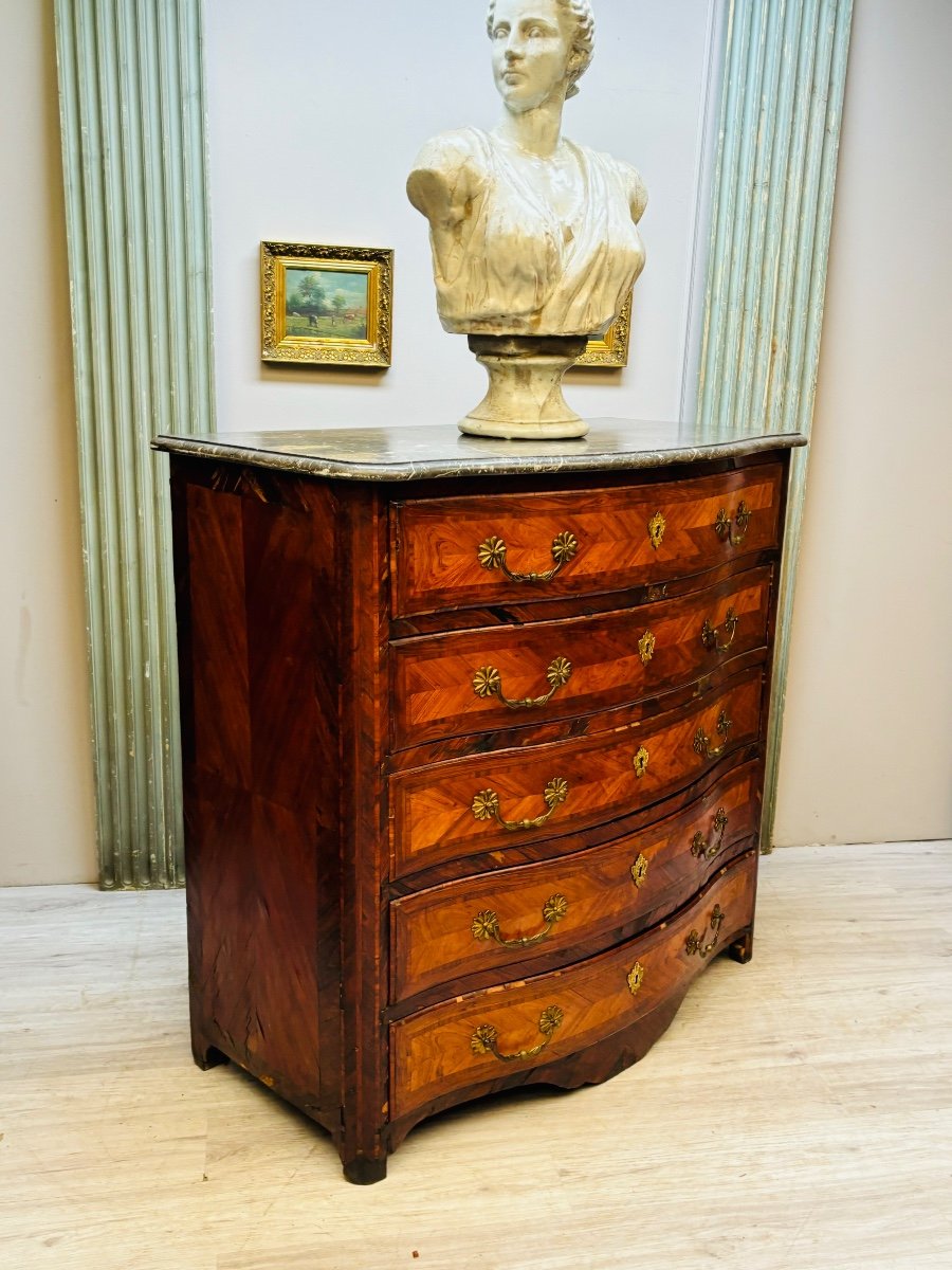 Commode En Marqueterie Estampillée D’époque Louis XV -photo-4