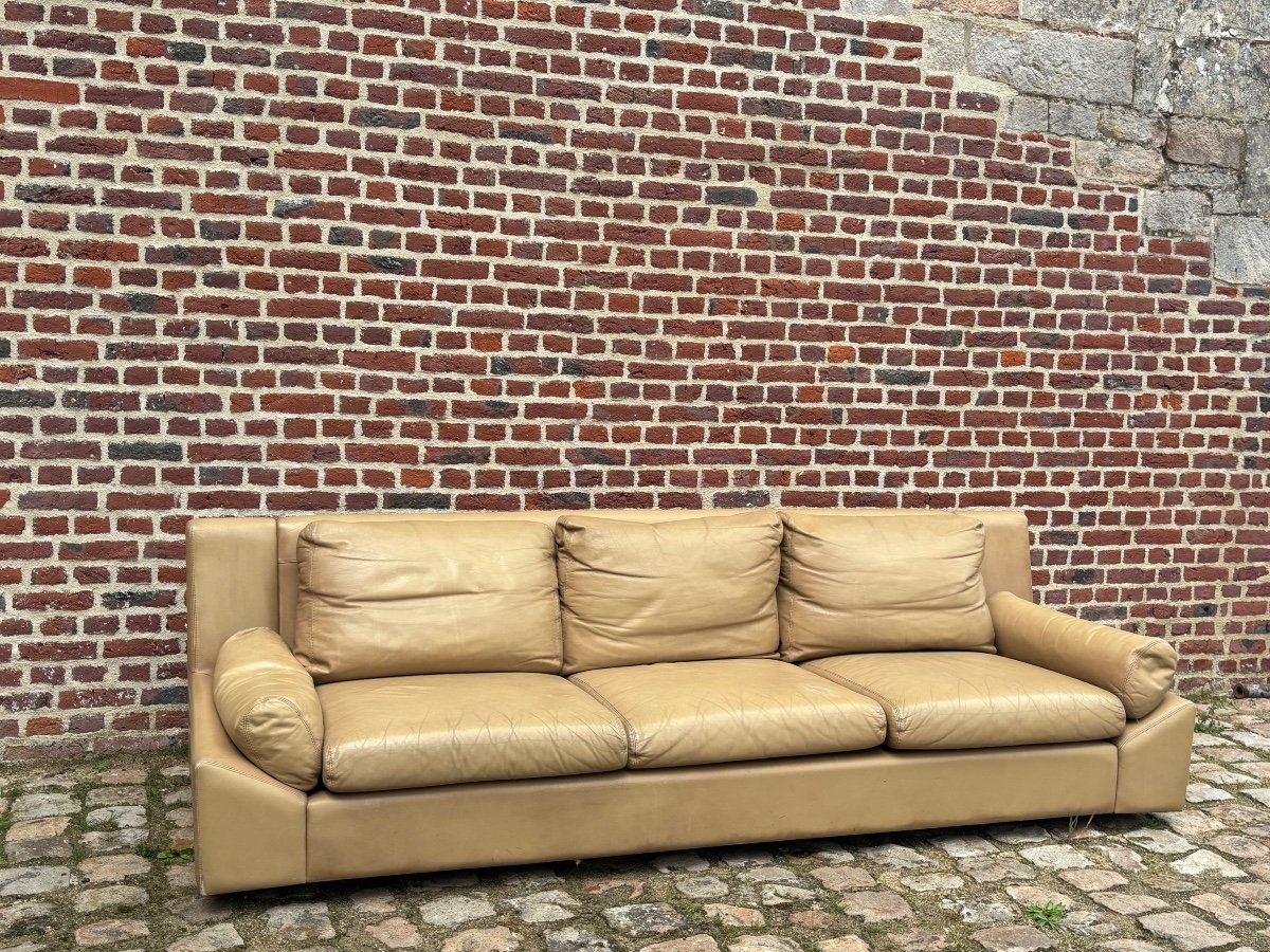 Edelhard Harlis For International Furniture Large Leather Sofa California Model-photo-2