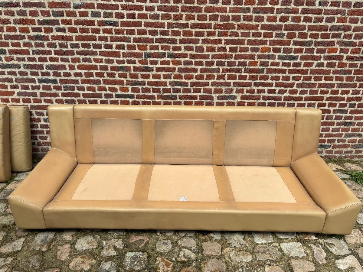 Edelhard Harlis For International Furniture Large Leather Sofa California Model-photo-3