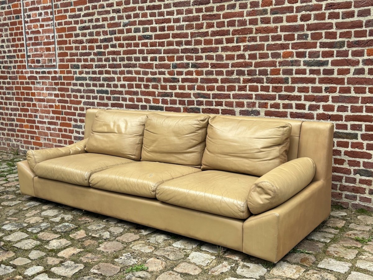 Edelhard Harlis For International Furniture Large Leather Sofa California Model-photo-4
