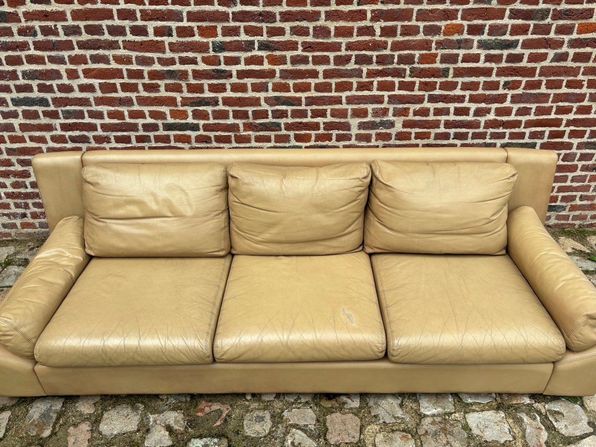 Edelhard Harlis For International Furniture Large Leather Sofa California Model-photo-5