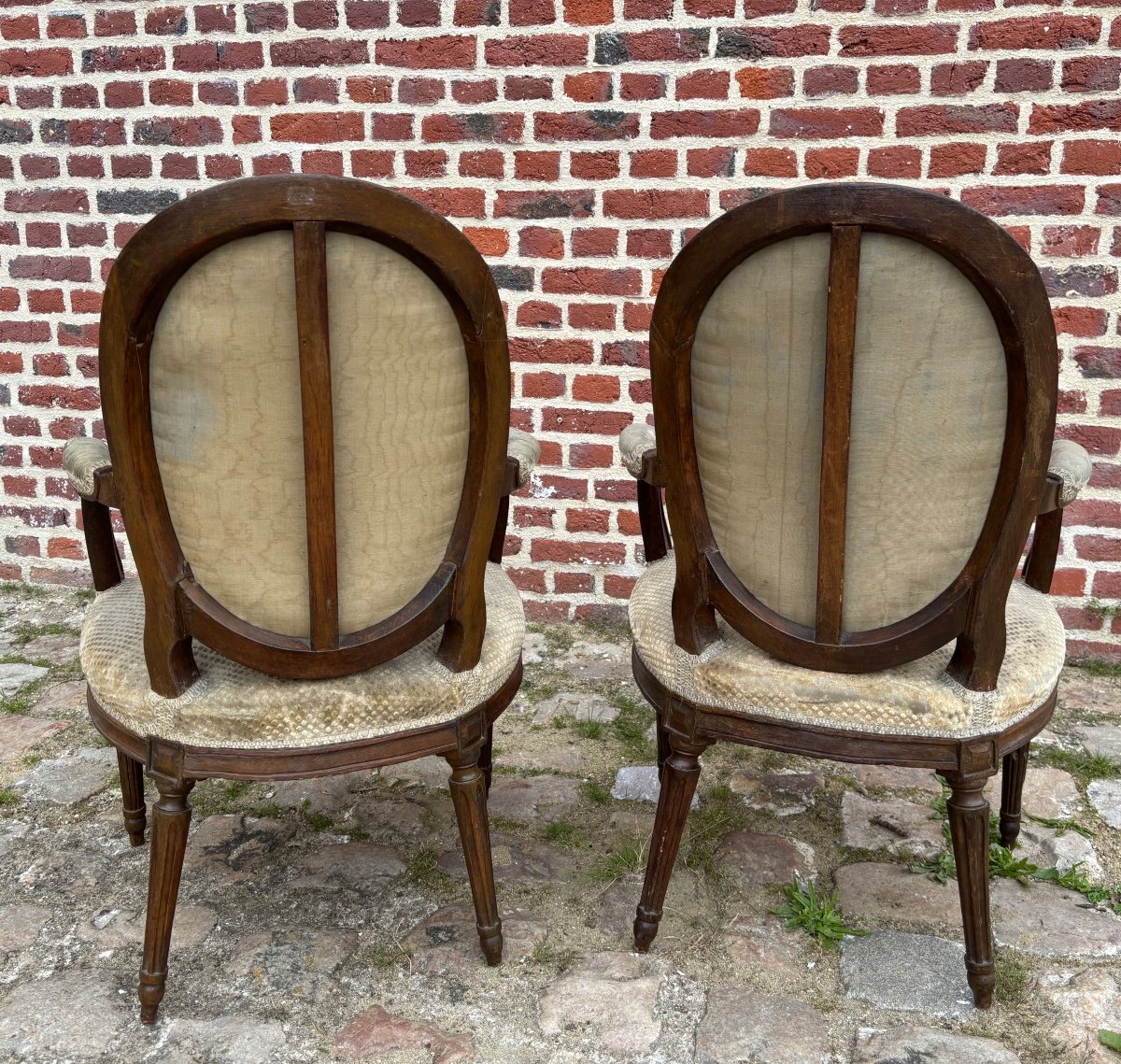 Paire De Fauteuils Estampillés Girardau Jme D’époque Louis XVI-photo-4
