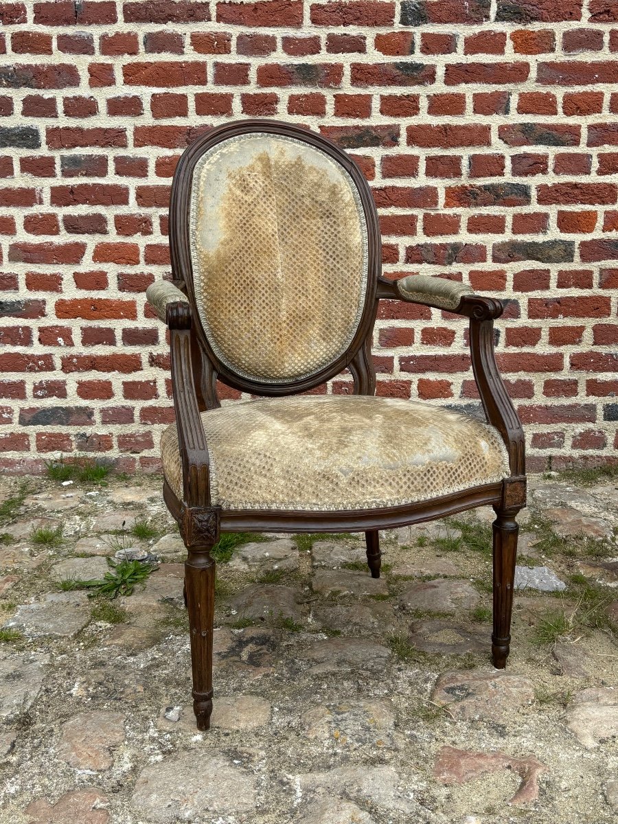 Paire De Fauteuils Estampillés Girardau Jme D’époque Louis XVI-photo-7