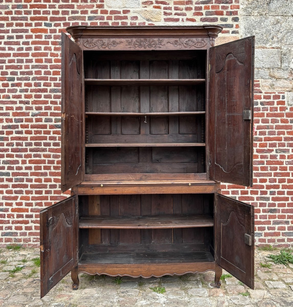 Très Beau Buffet Deux Corps En Chêne D’époque XVIII éme -photo-2