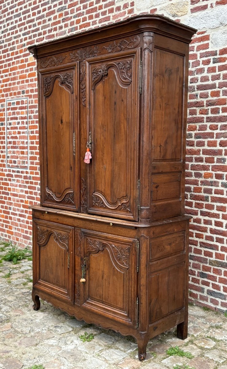 Très Beau Buffet Deux Corps En Chêne D’époque XVIII éme -photo-3