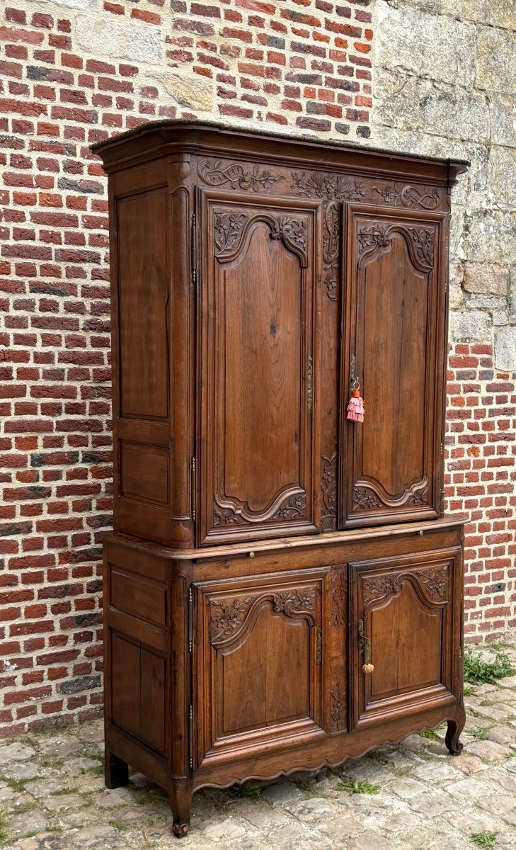 Très Beau Buffet Deux Corps En Chêne D’époque XVIII éme -photo-1