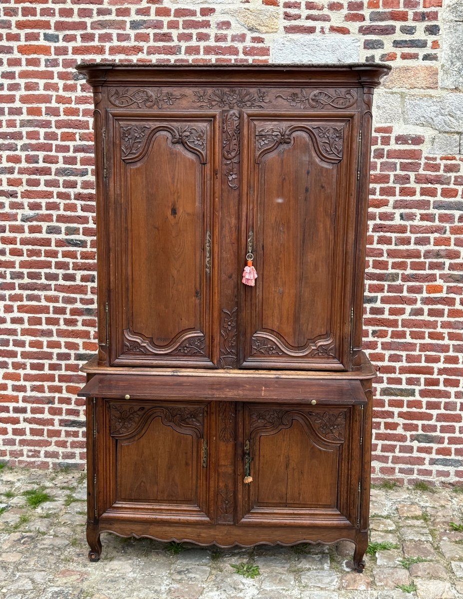 Très Beau Buffet Deux Corps En Chêne D’époque XVIII éme -photo-3