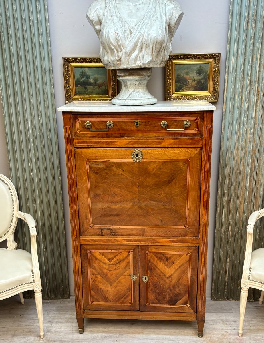 Secrétaire En Marqueterie D’époque Louis XVI-photo-7