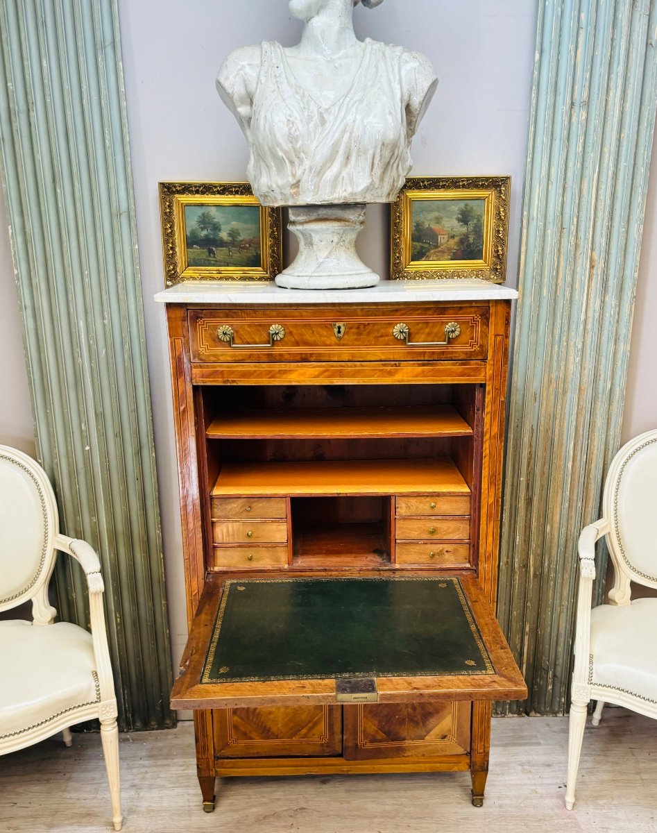 Secrétaire En Marqueterie D’époque Louis XVI-photo-8
