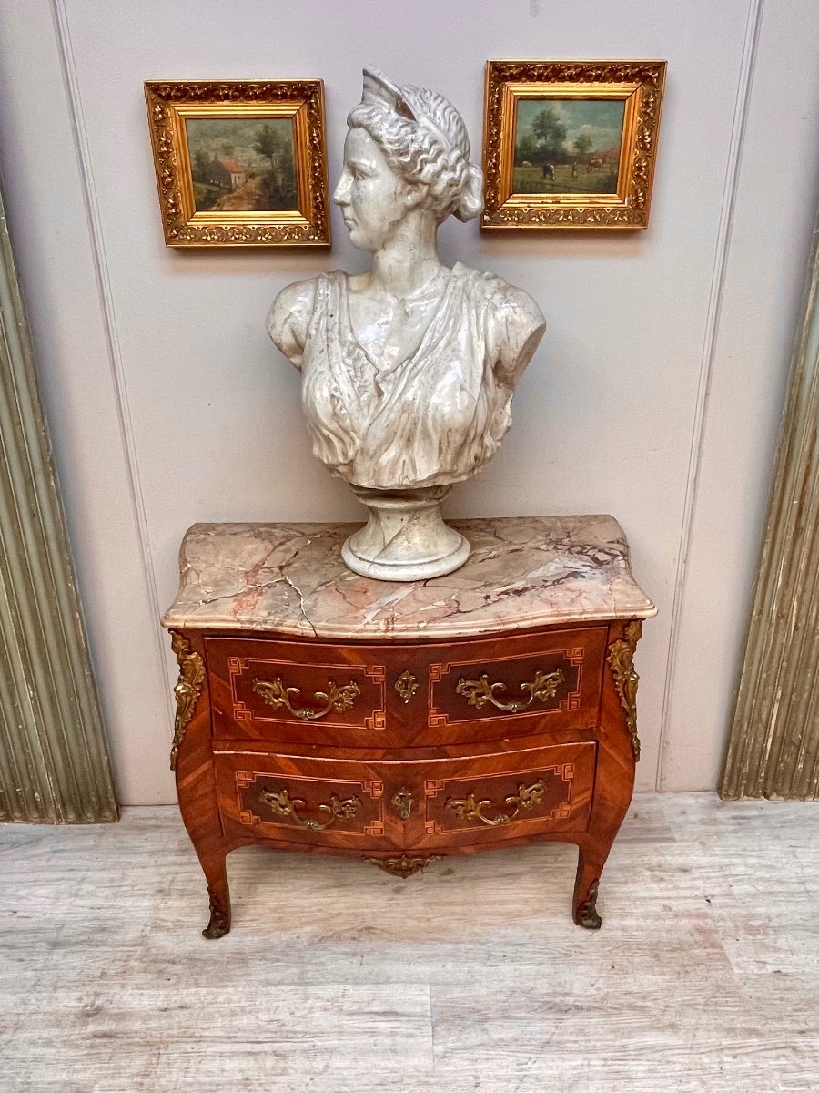 Commode Galbée En Marqueterie D’époque Louis XV -photo-3
