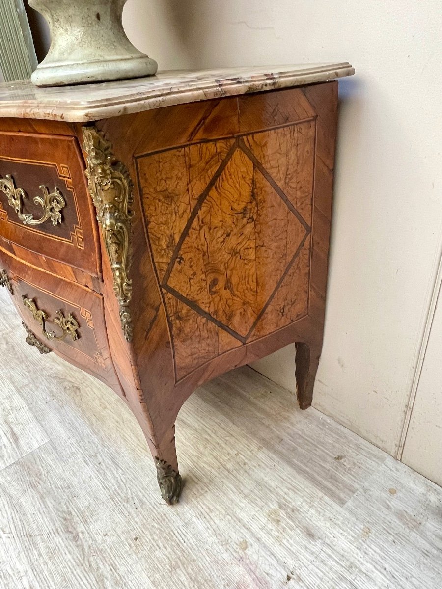 Commode Galbée En Marqueterie D’époque Louis XV -photo-4