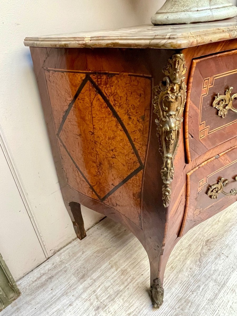 Commode Galbée En Marqueterie D’époque Louis XV -photo-1