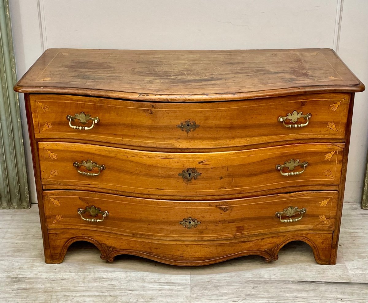 Commode Galbée En Noyer D’époque 18 ème -photo-2