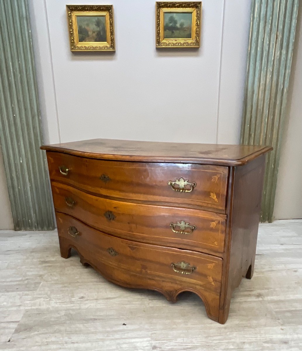 Commode Galbée En Noyer D’époque 18 ème -photo-7