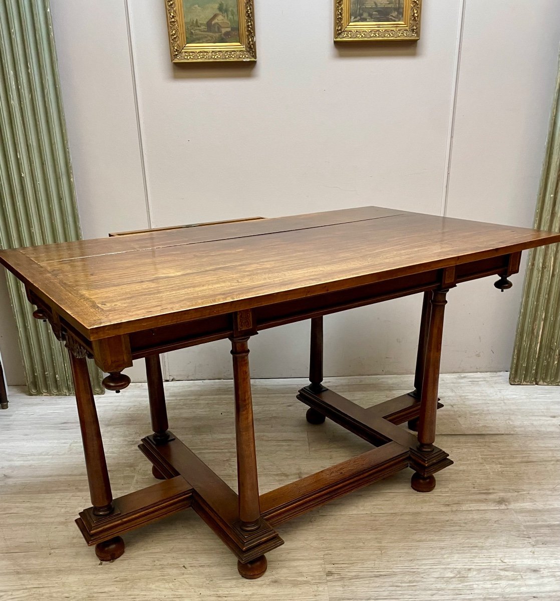 Table Bureau De Changeur De Style Louis XIV  En Noyer D’époque 19 ème -photo-4